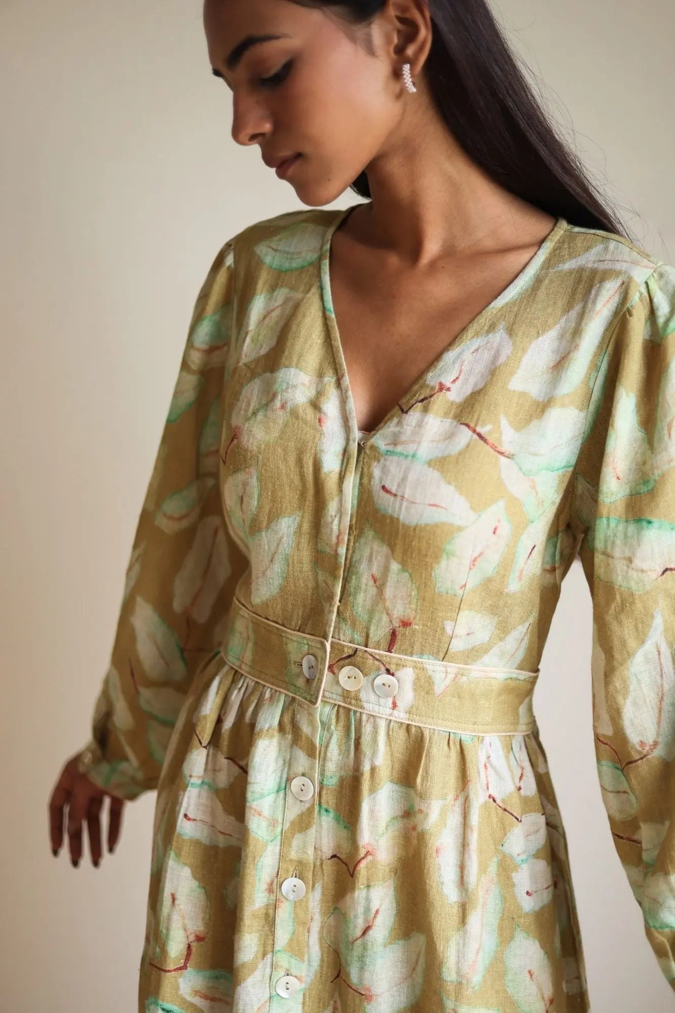 Elina Linen Ochre Dress SanctuaryLiving