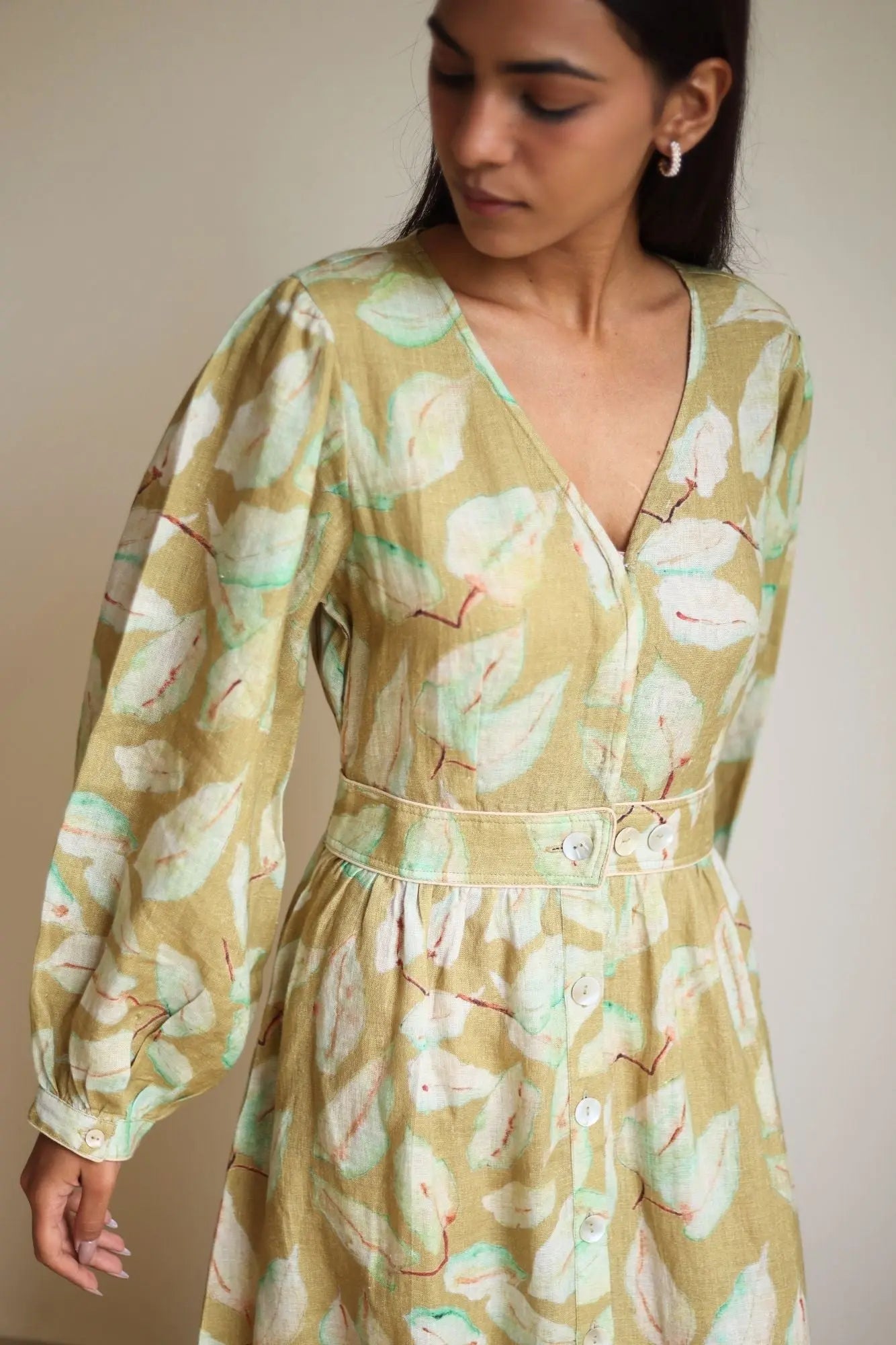 Elina Linen Ochre Dress SanctuaryLiving