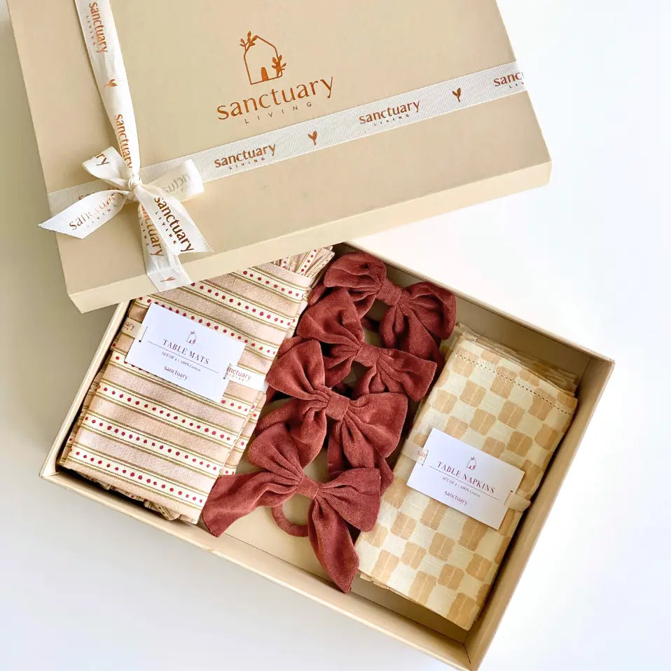 Meadow Apricot Gift Set-Mats, Napkins & Napkin Rings SanctuaryLiving