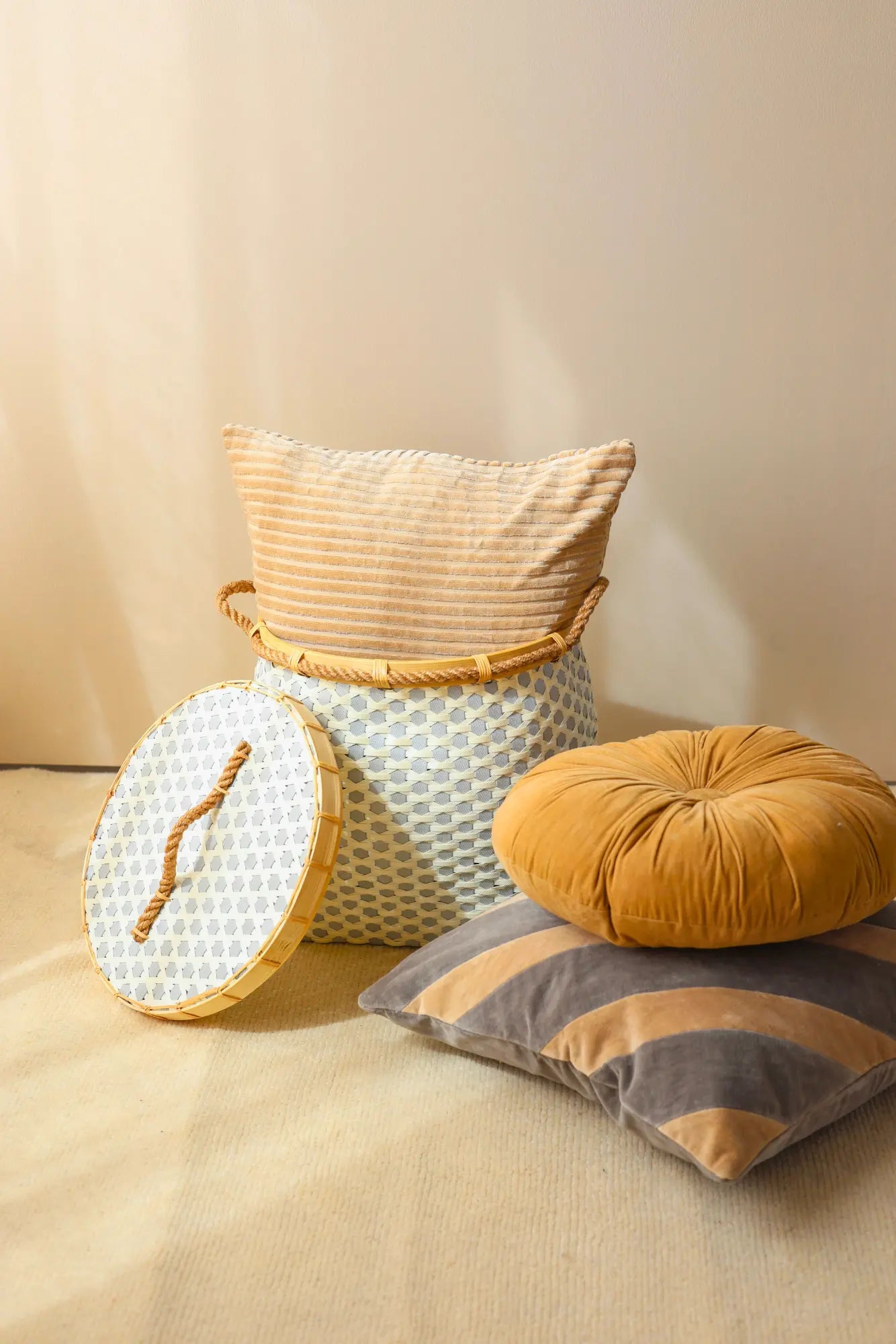 Heather Grey Velvet Stripe Cushion Cover SanctuaryLiving