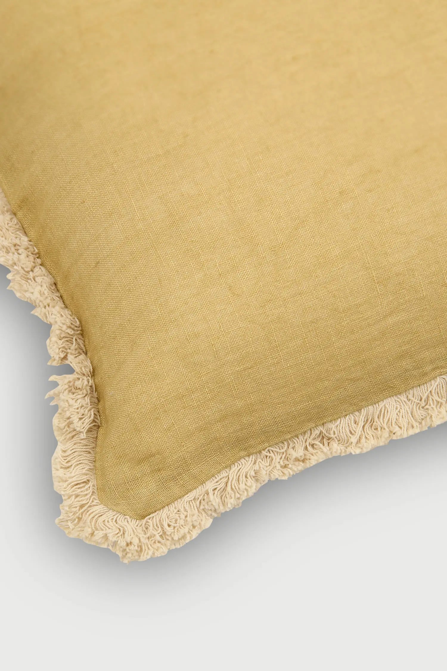 Fringe Ochre Oblong Linen Cushion Cover SanctuaryLiving