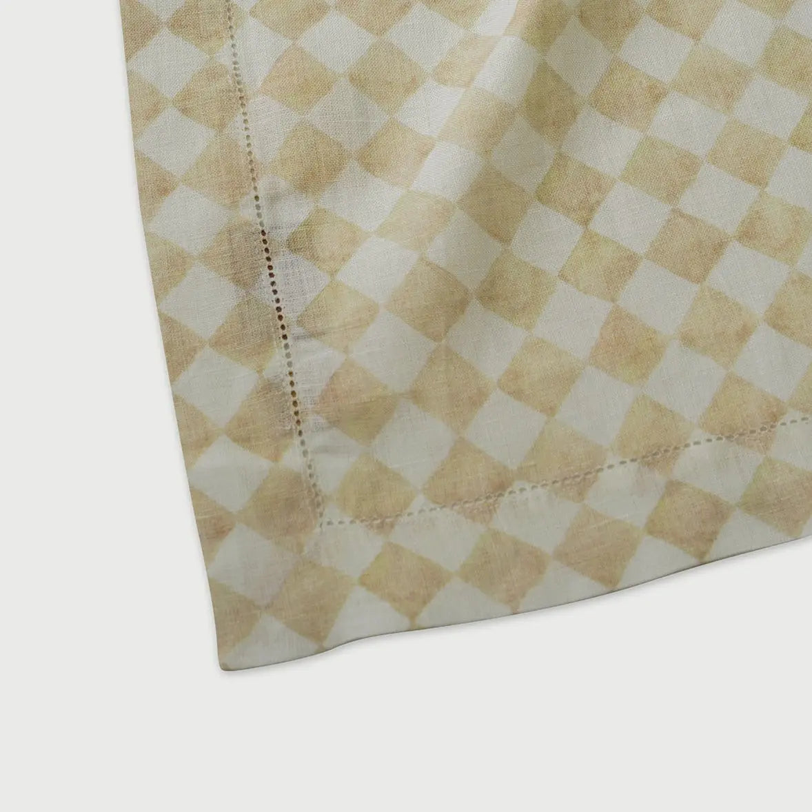 Checker Beige Linen Table Runner SanctuaryLiving