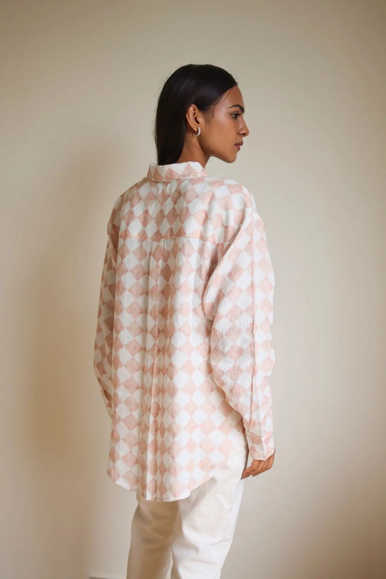 Holly Checker Linen Blush Shirt SanctuaryLiving
