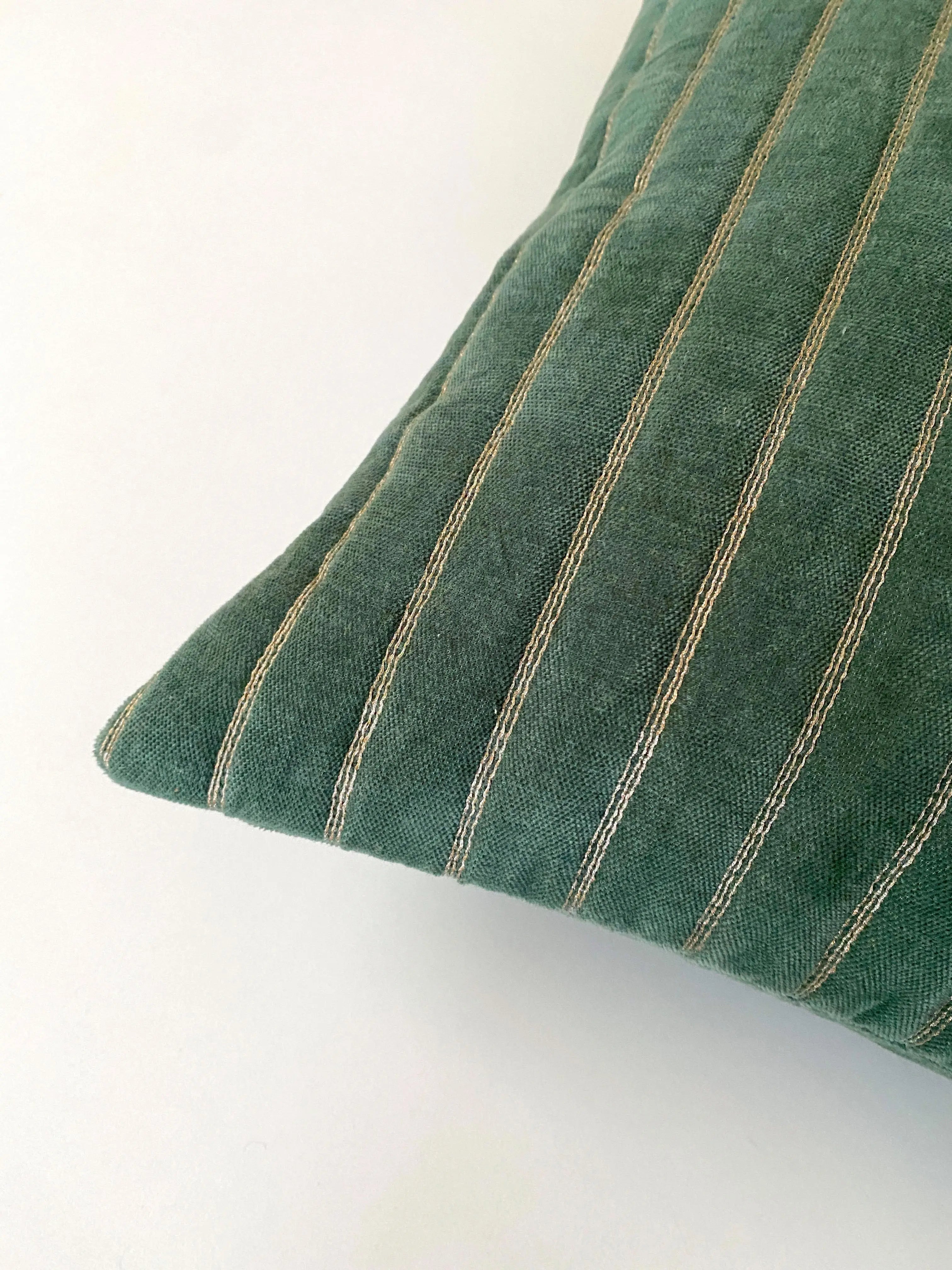 Eden Striped Eucalyptus Velvet Cushion Cover SanctuaryLiving