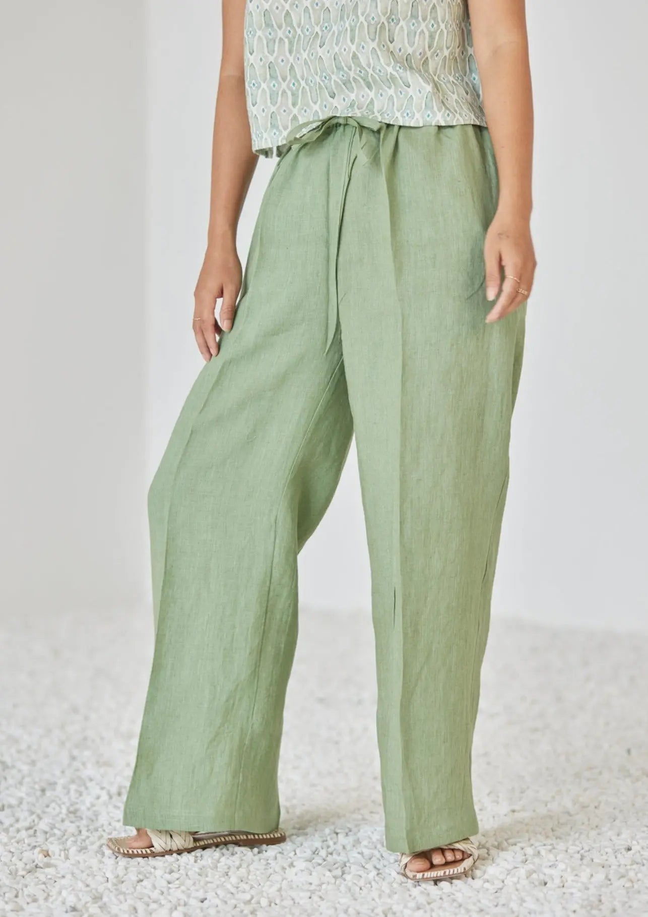 Oasis Linen Green Pants SanctuaryLiving
