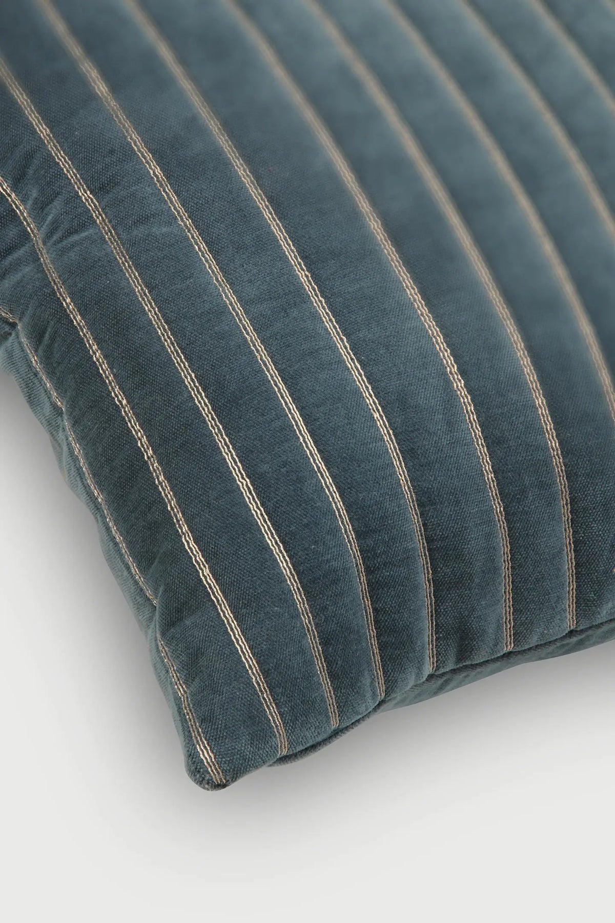 Eden Striped Azure Velvet Cushion Cover SanctuaryLiving