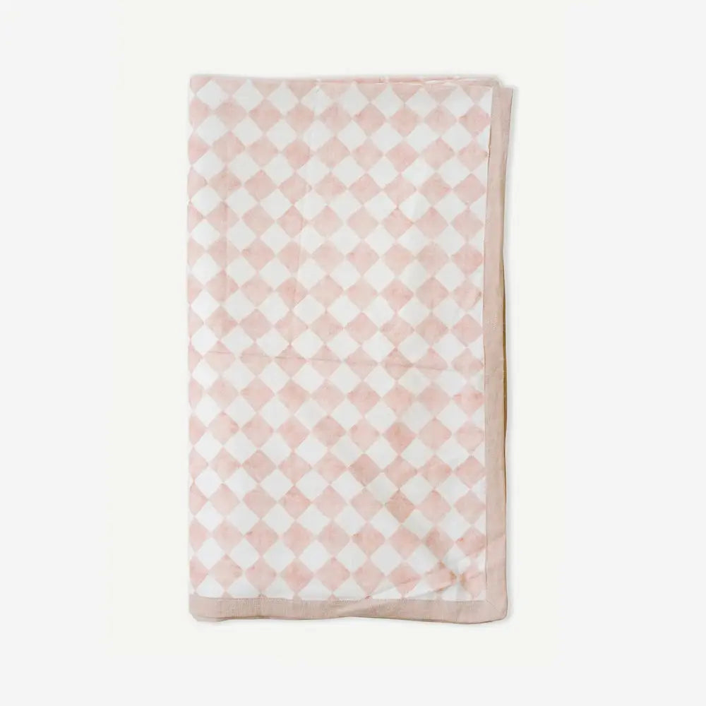 Checker Blush Linen Bedspread SanctuaryLiving