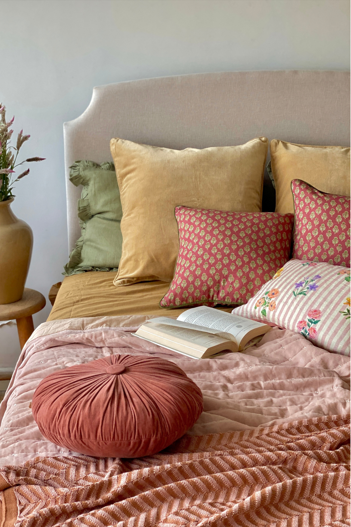 Linen Ruffle Sage Pillow Cover