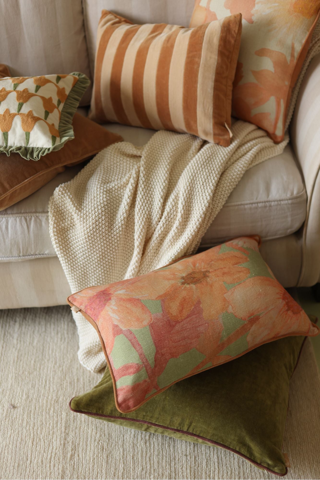 Ivory Moss Knit Throw