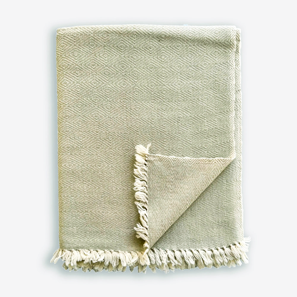 Diamond Sea Foam Merino Wool Throw