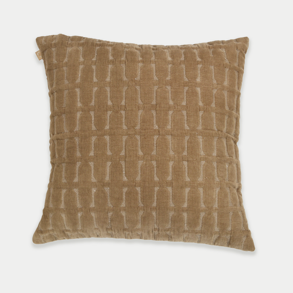 Twig Tan Brown Embroidered Cushion Cover