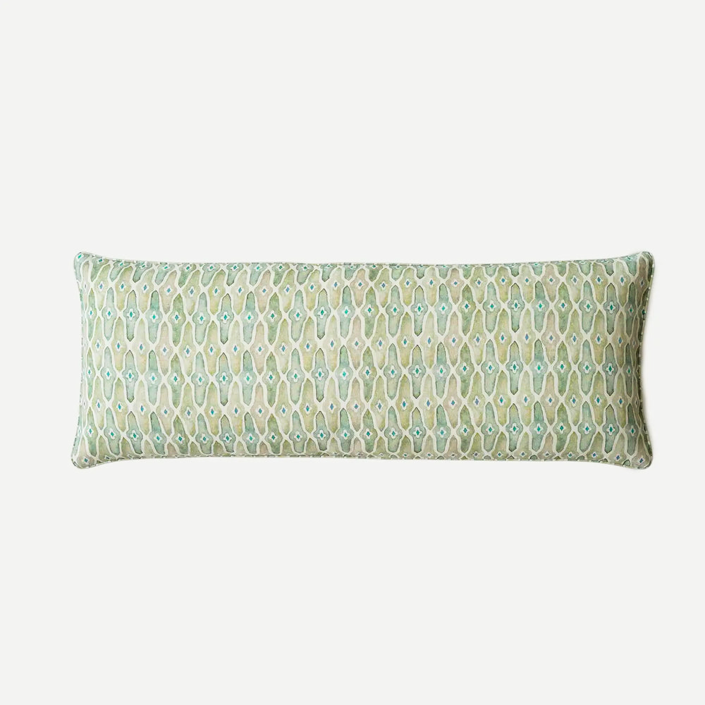 Mosaic Sage Linen Lumbar Cushion Cover
