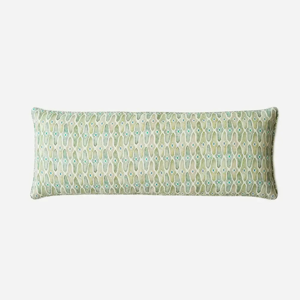 Mosaic Sage Linen Lumbar Cushion Cover SanctuaryLiving