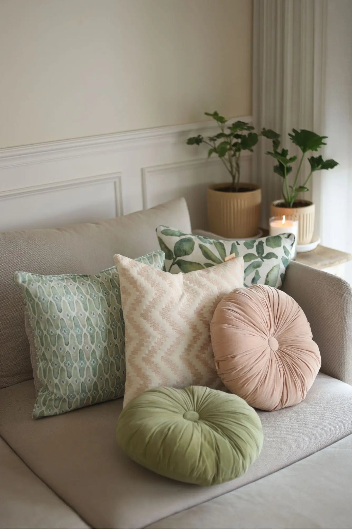 Mosaic Sage Linen Cushion Cover SanctuaryLiving