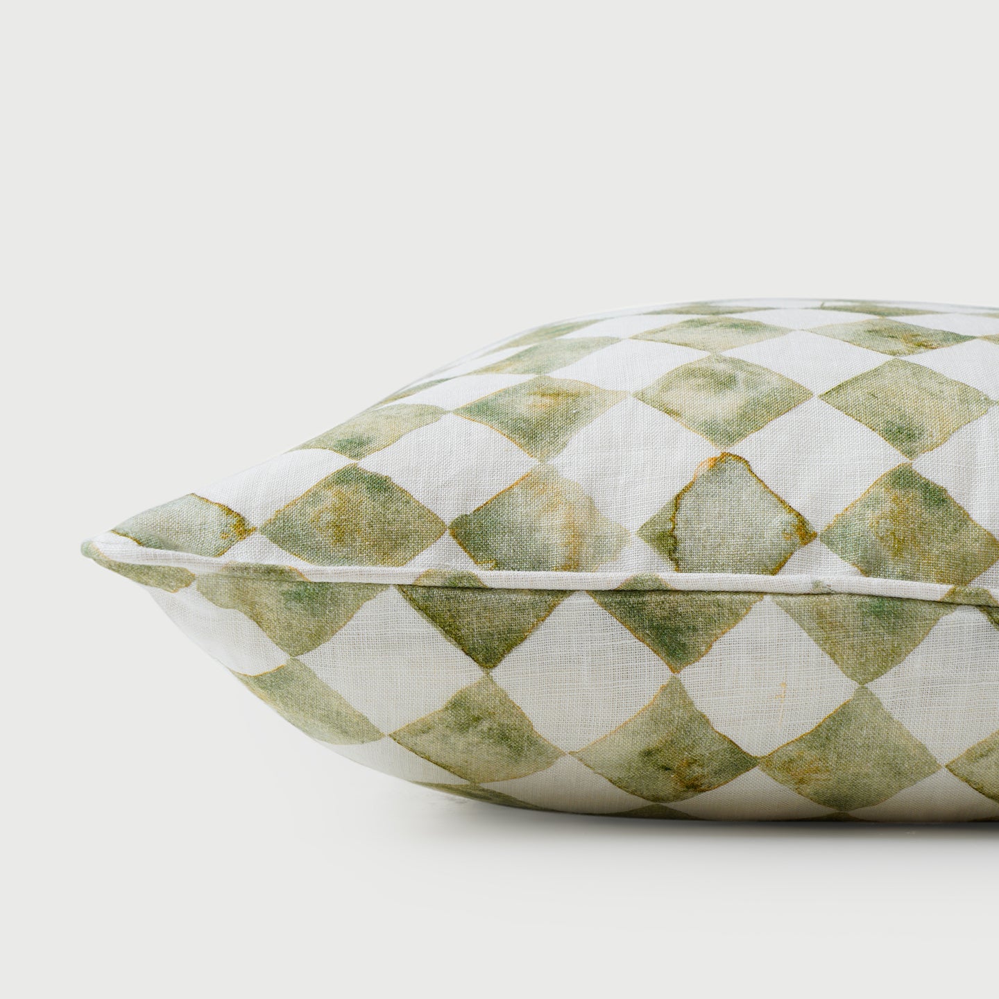 Checker Green Linen Cushion Cover