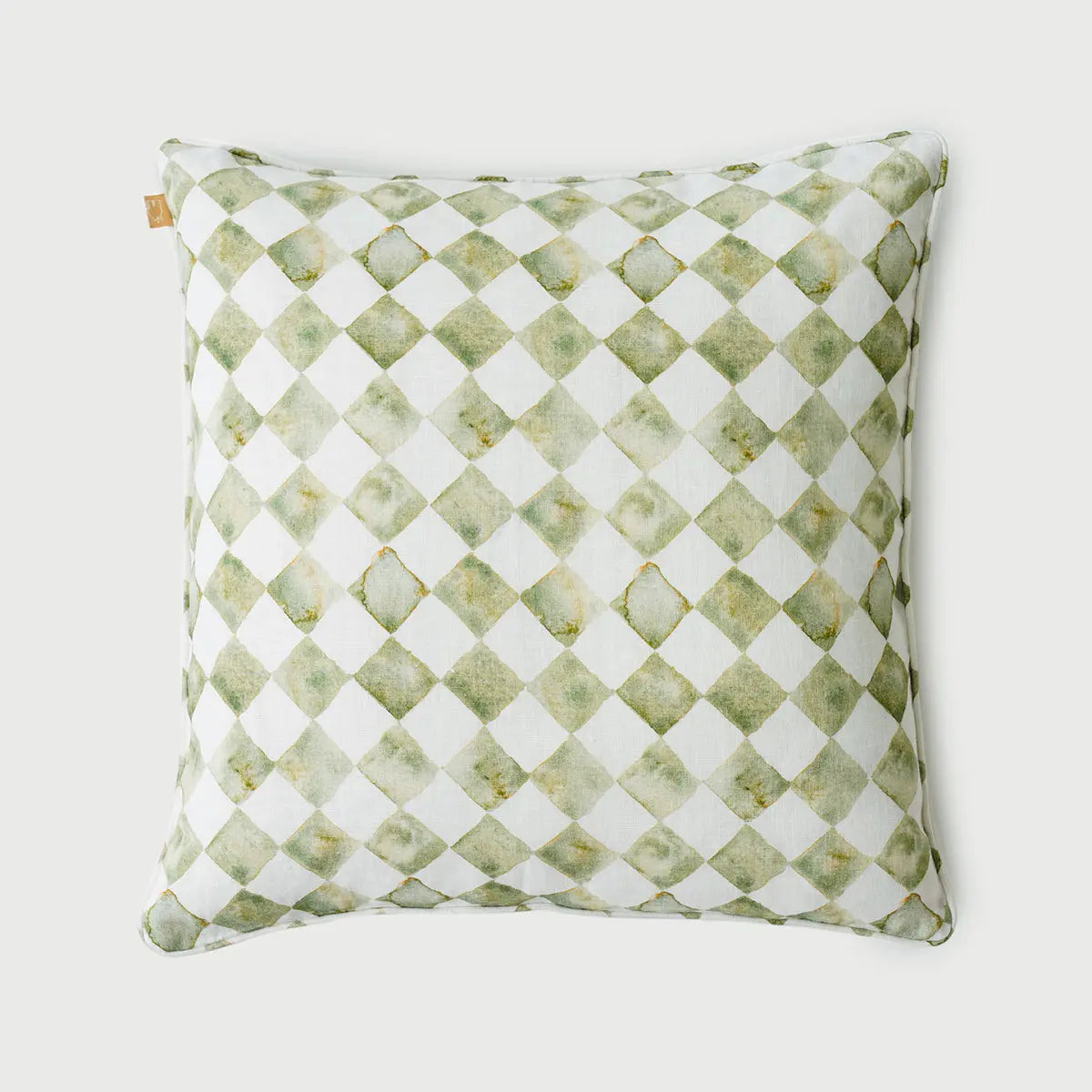 Checker Green Linen Cushion Cover SanctuaryLiving