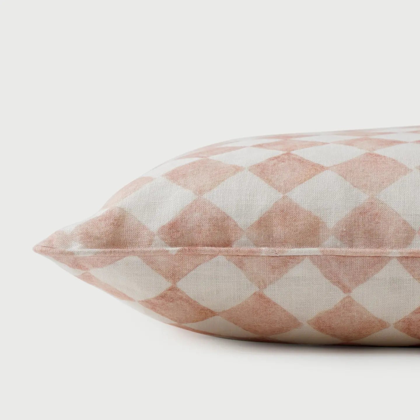 Checker Blush Linen Cushion Cover SanctuaryLiving