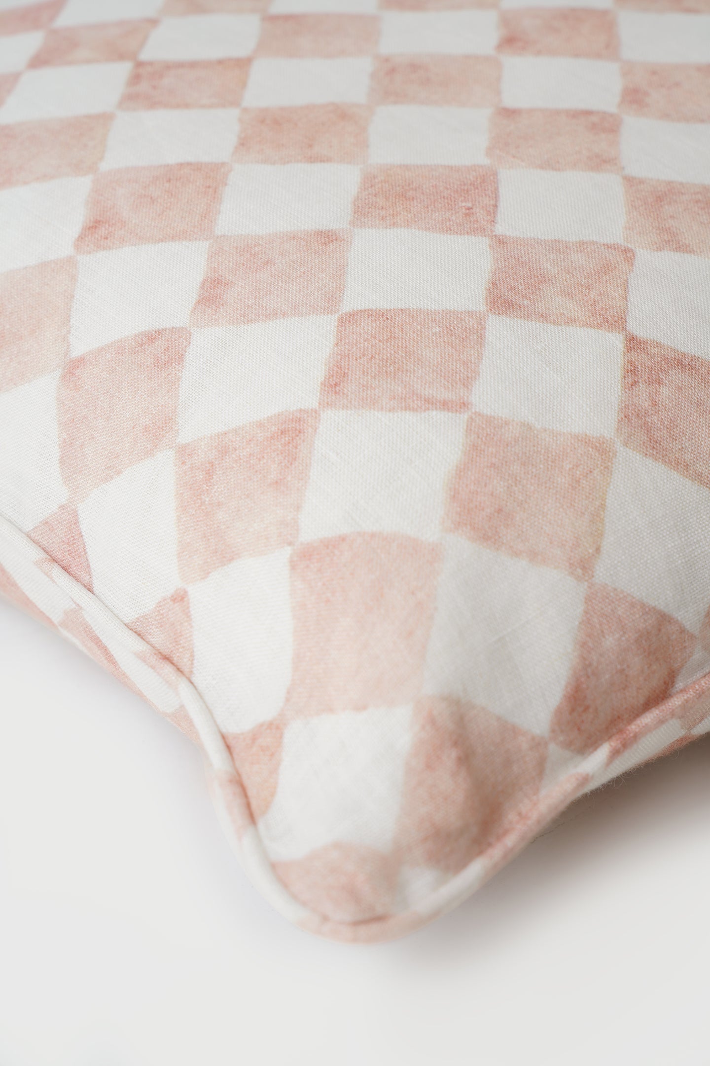 Checker Blush Linen Cushion Cover