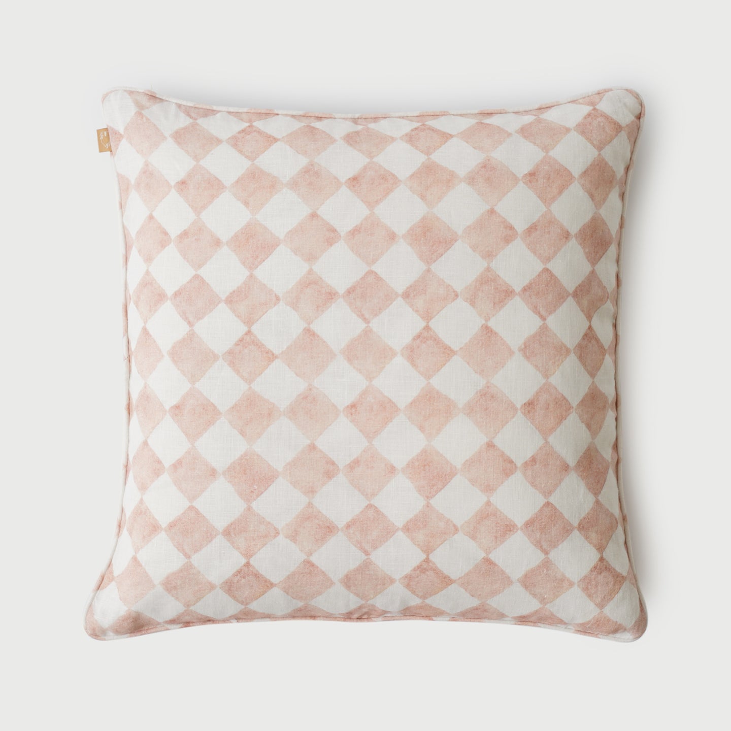 Checker Blush Linen Cushion Cover
