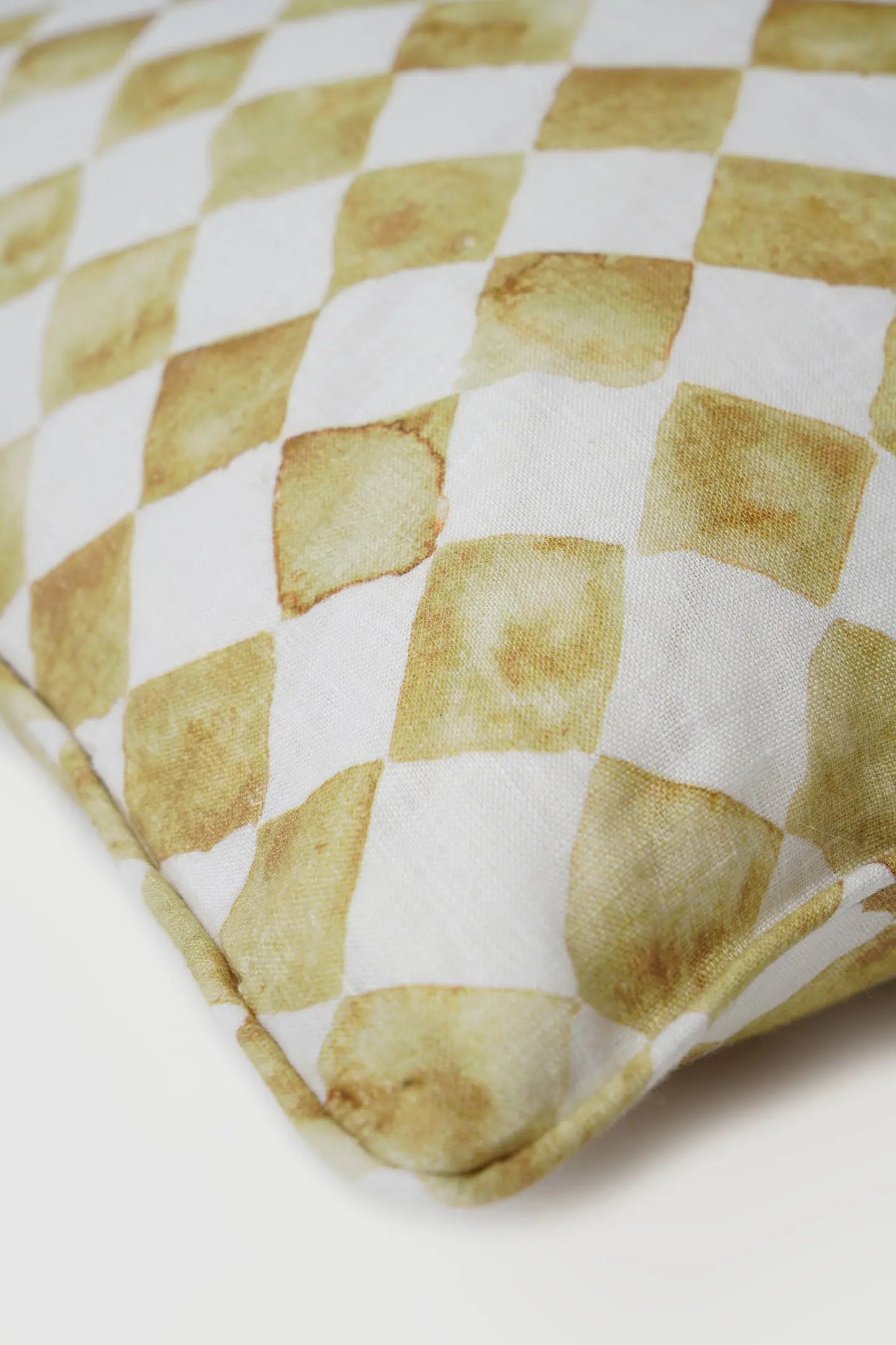 Checker Ochre Linen Cushion Cover SanctuaryLiving