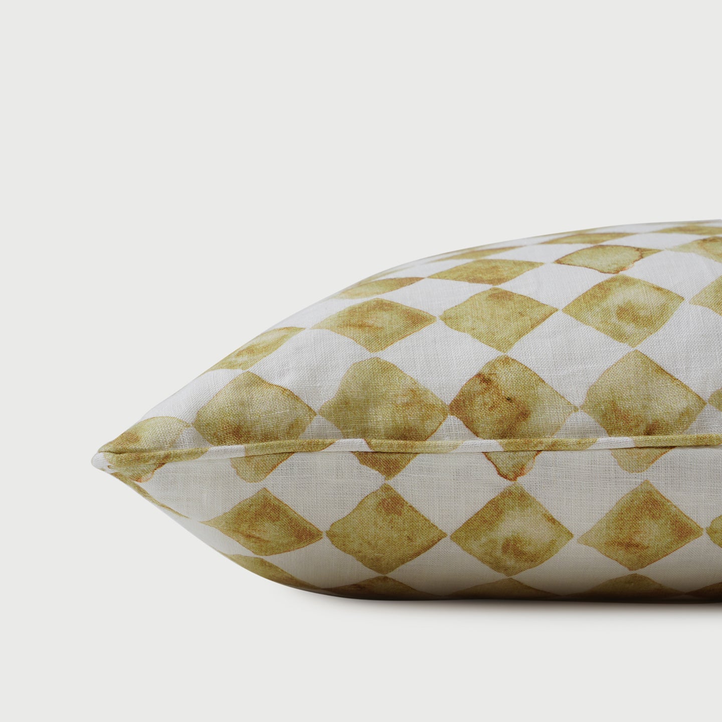 Checker Ochre Linen Cushion Cover