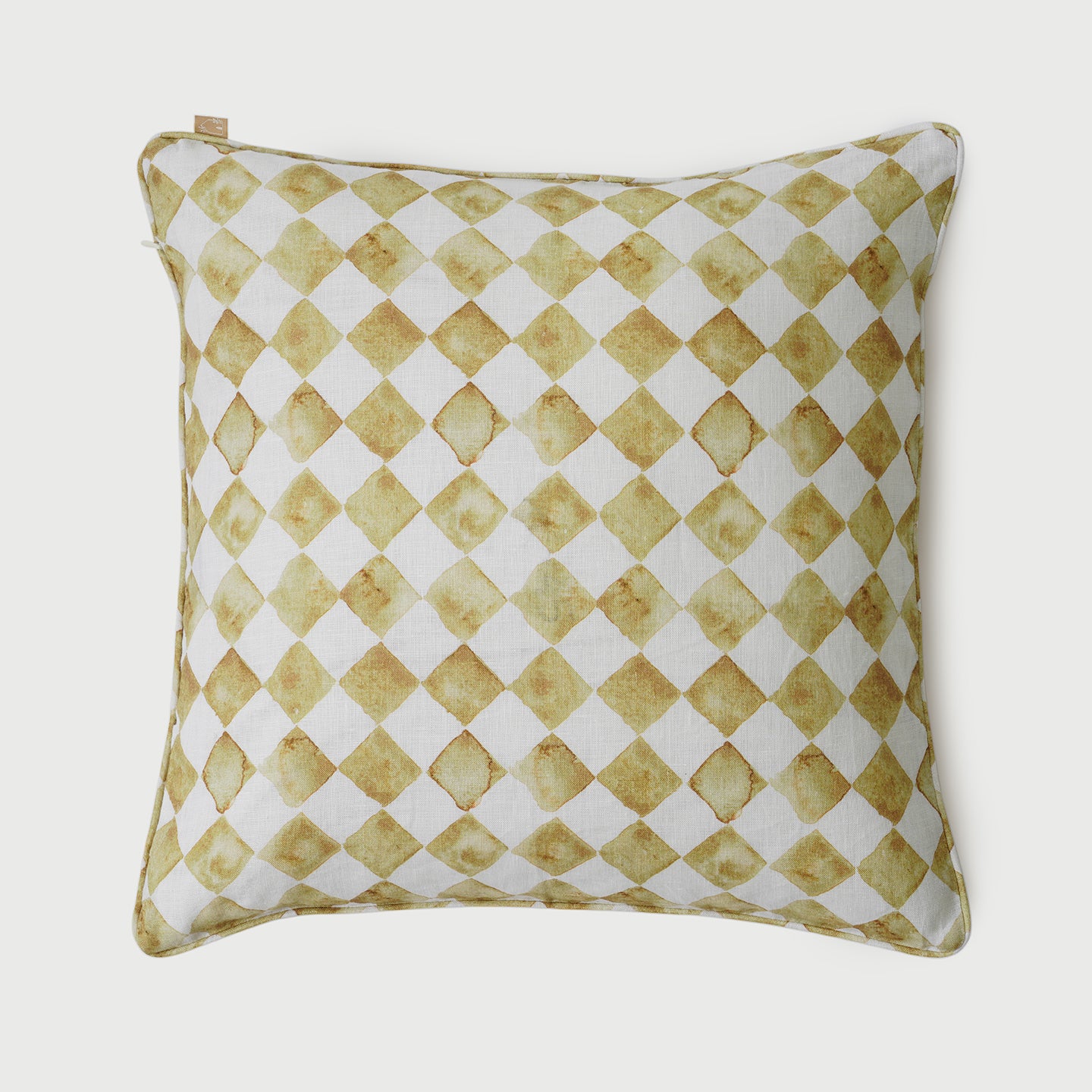 Checker Ochre Linen Cushion Cover