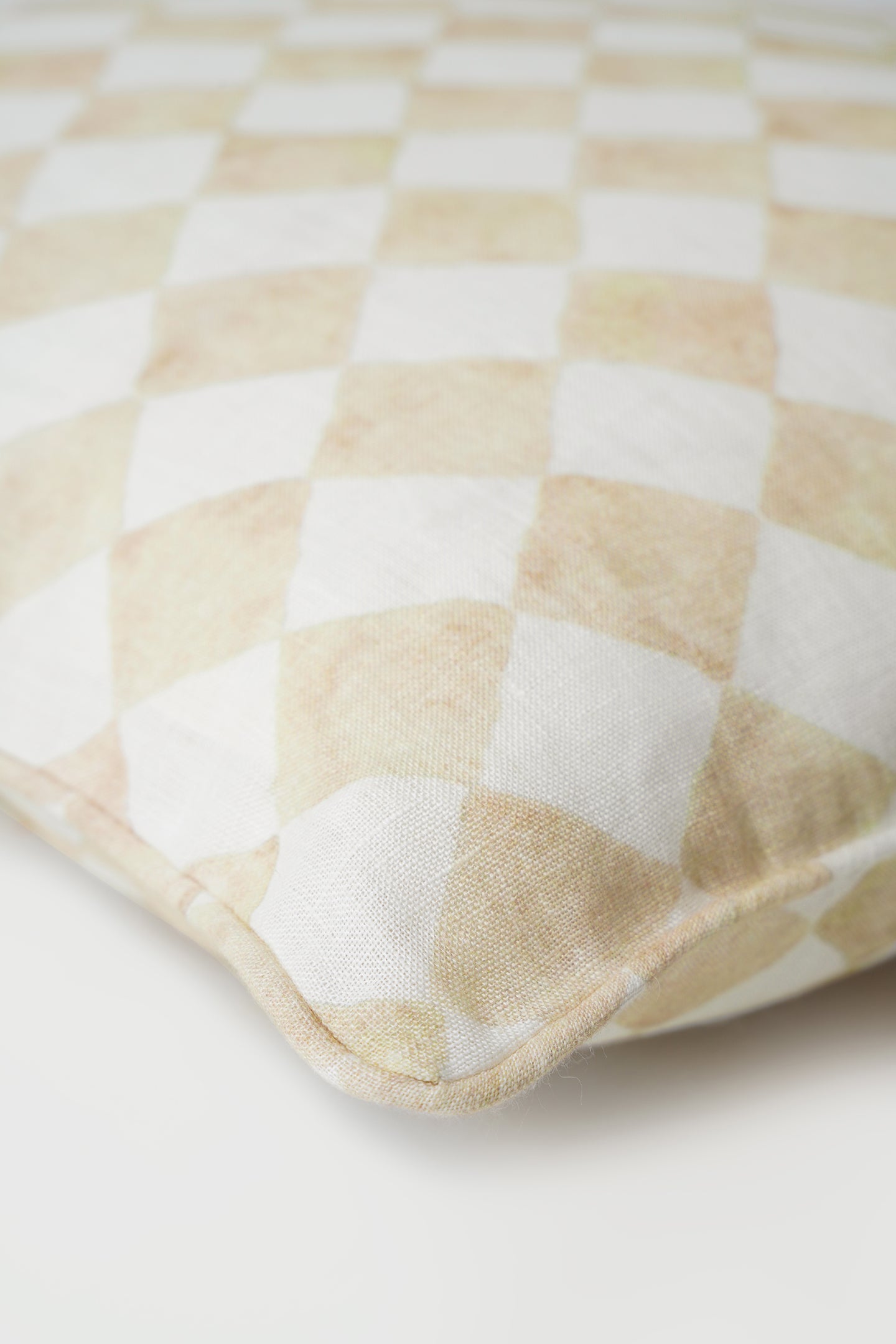Checker Beige Linen Cushion Cover