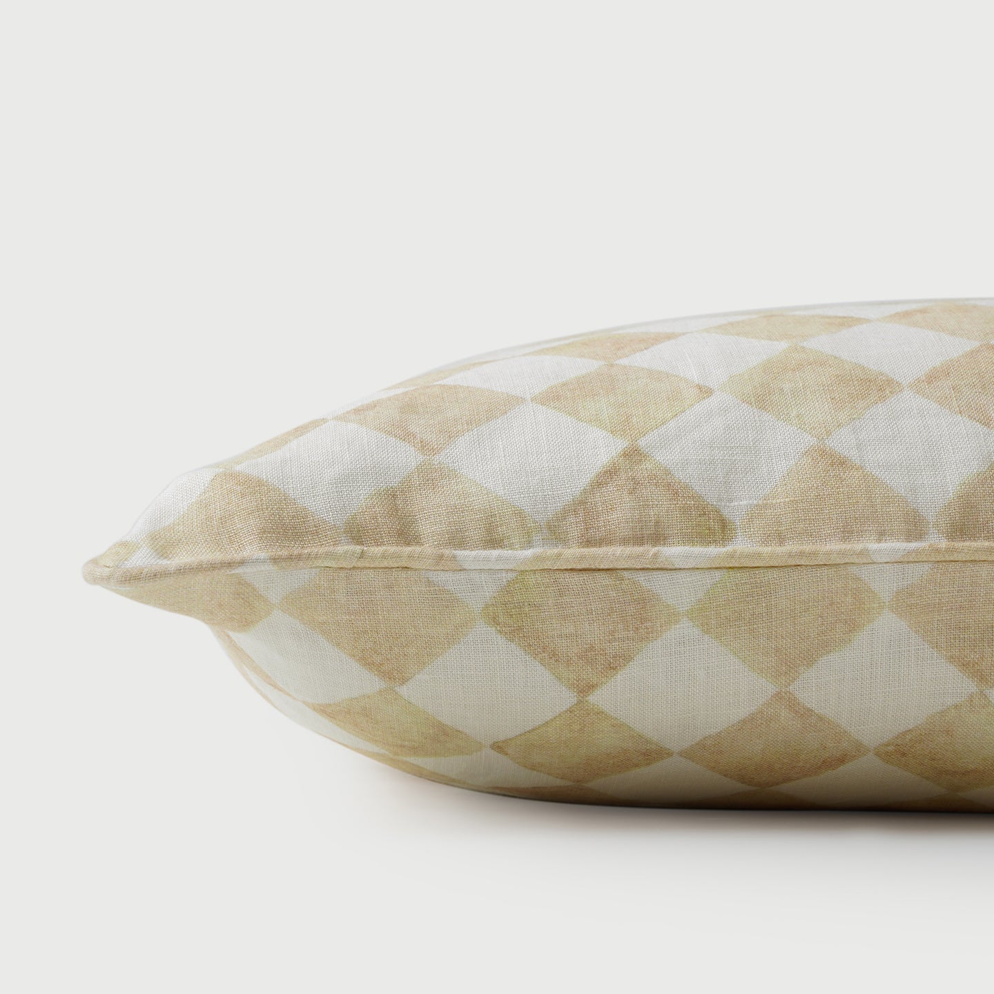 Checker Beige Linen Cushion Cover