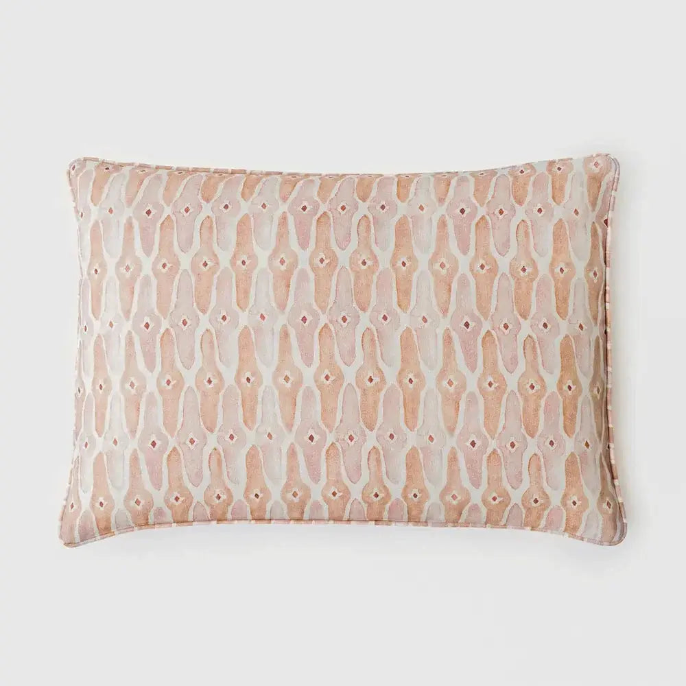 Mosaic Blush Linen Oblong Cushion Cover SanctuaryLiving