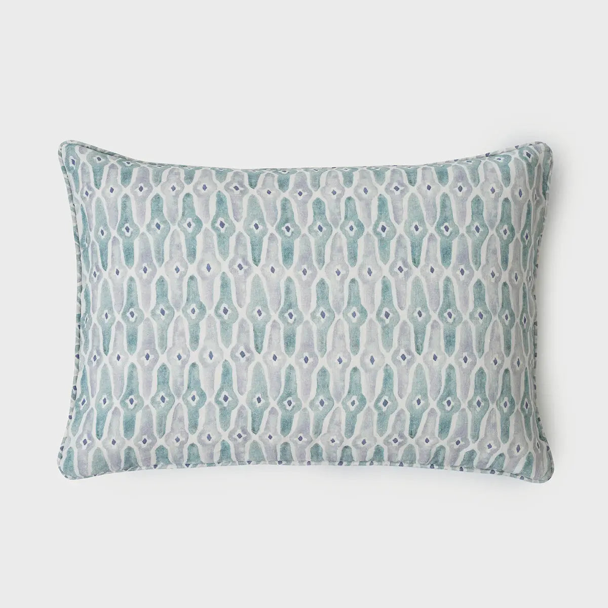 Mosaic Blue Oblong Linen Cushion Cover SanctuaryLiving