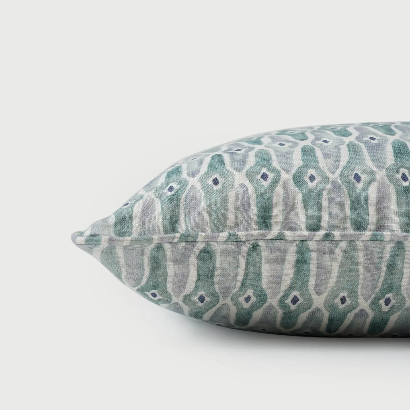 Mosaic Blue Oblong Linen Cushion Cover SanctuaryLiving