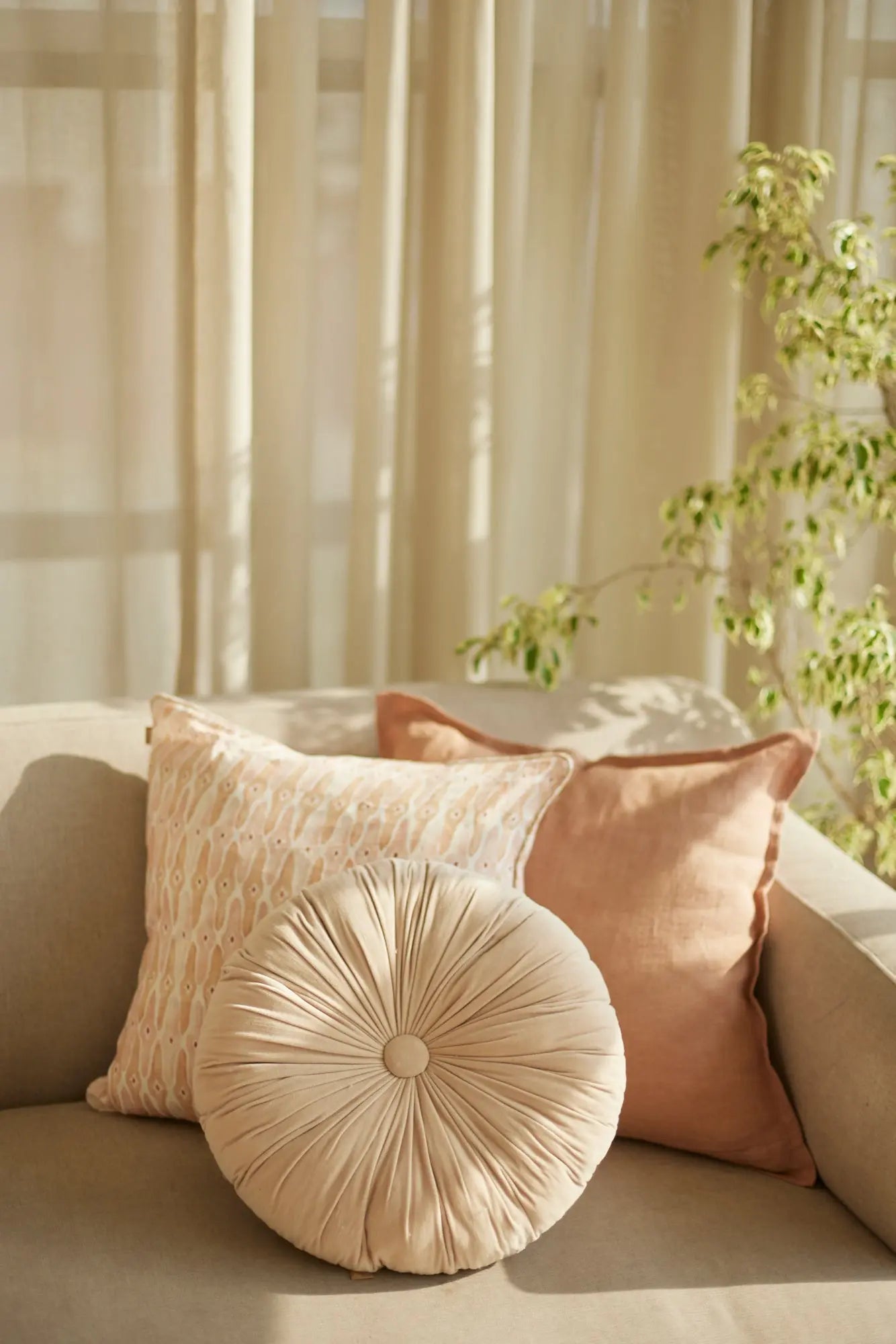 Mosaic Blush Linen Cushion Cover SanctuaryLiving