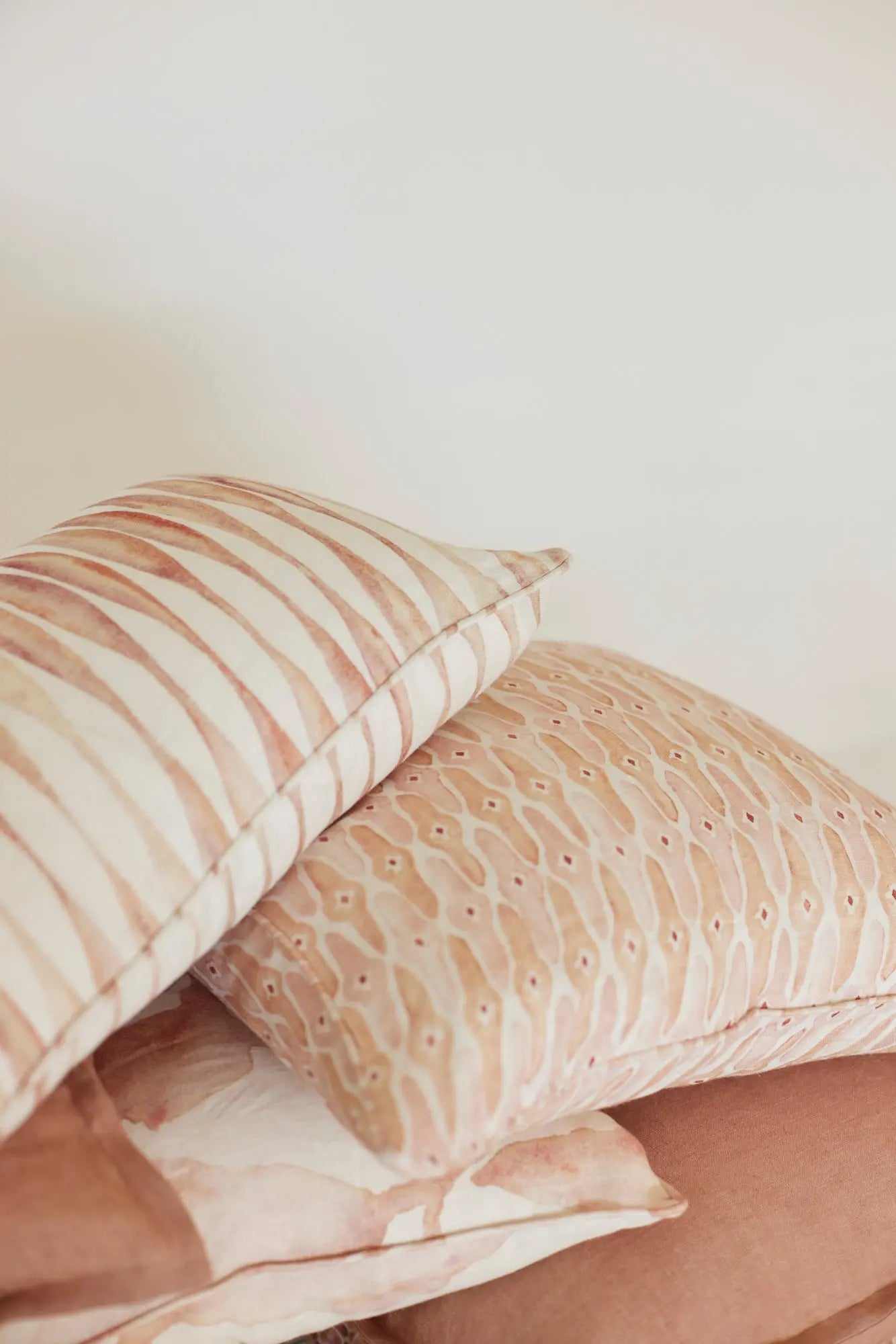 Ripple Blush Oblong Linen Cushion Cover SanctuaryLiving