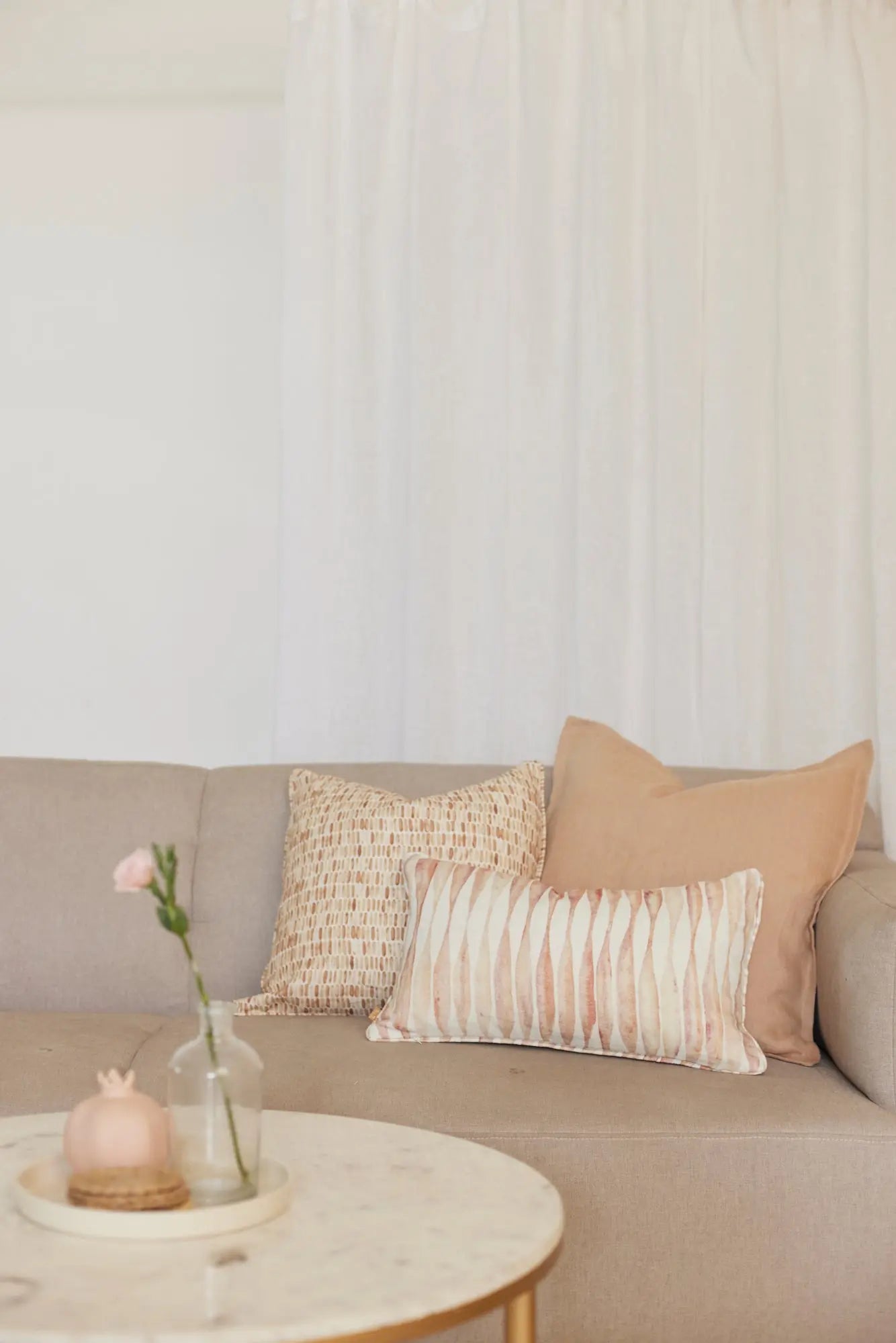 Ripple Blush Oblong Linen Cushion Cover SanctuaryLiving