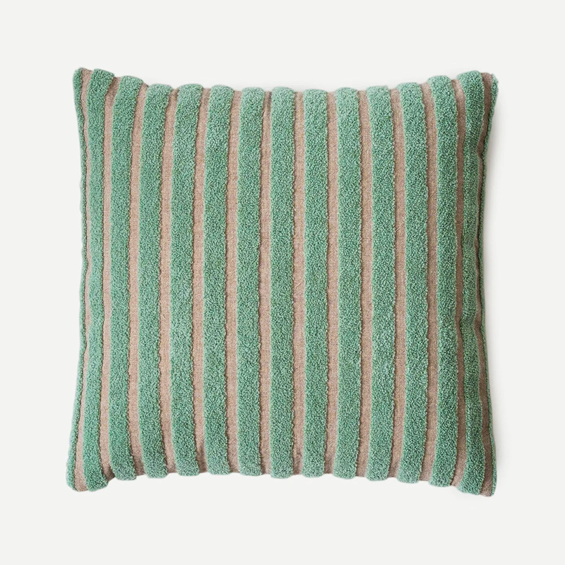 Striped Green Chambray Cotton Cushion Cover