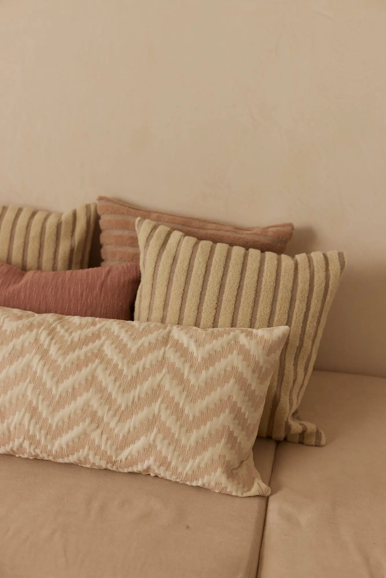 Striped Ivory Chambray Cotton Cushion Cover SanctuaryLiving
