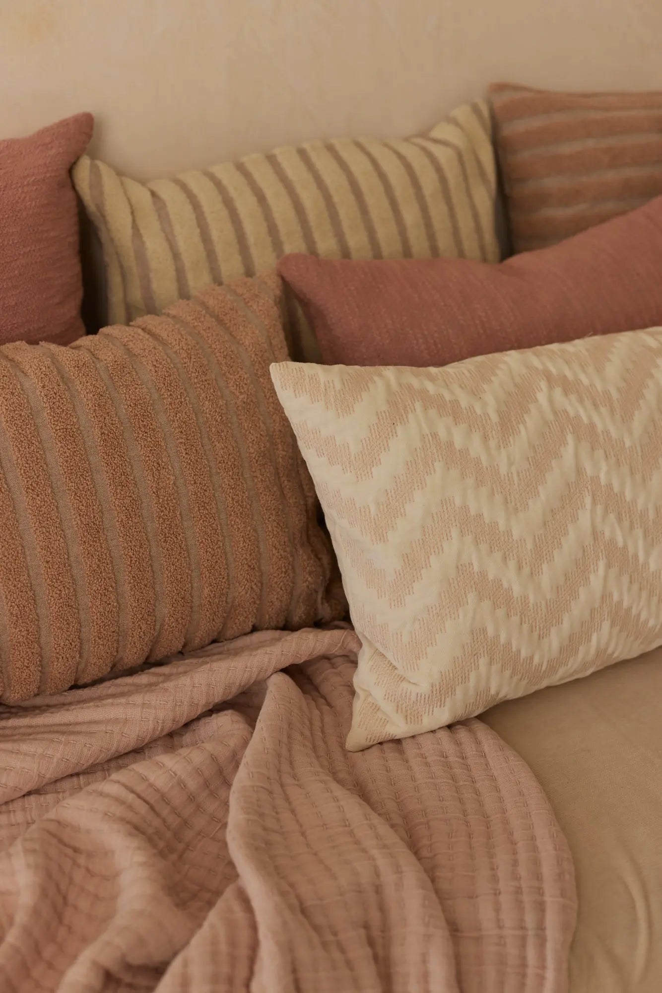 Striped Ivory Chambray Cotton Cushion Cover SanctuaryLiving