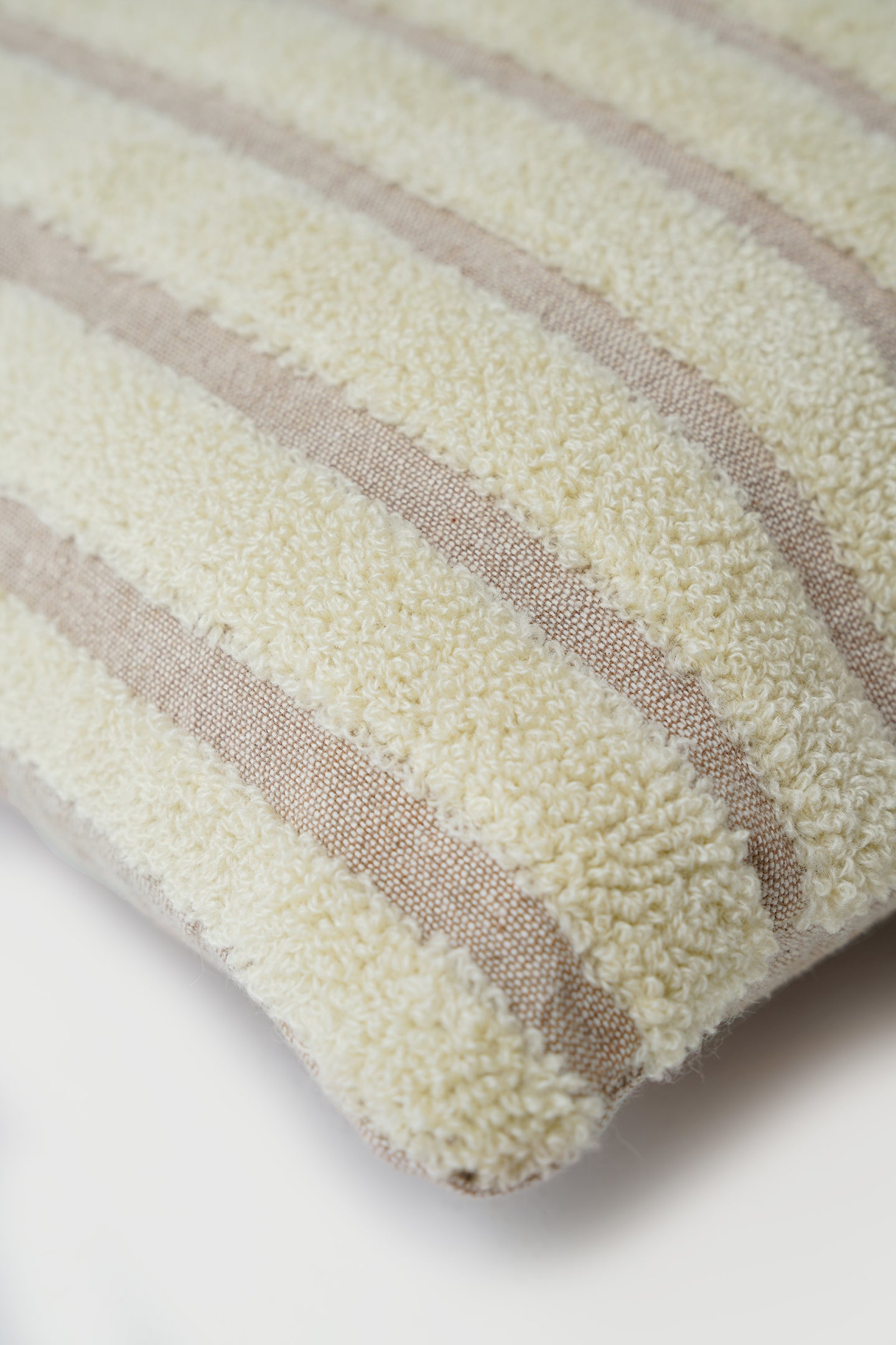 Striped Ivory Chambray Cotton Cushion Cover