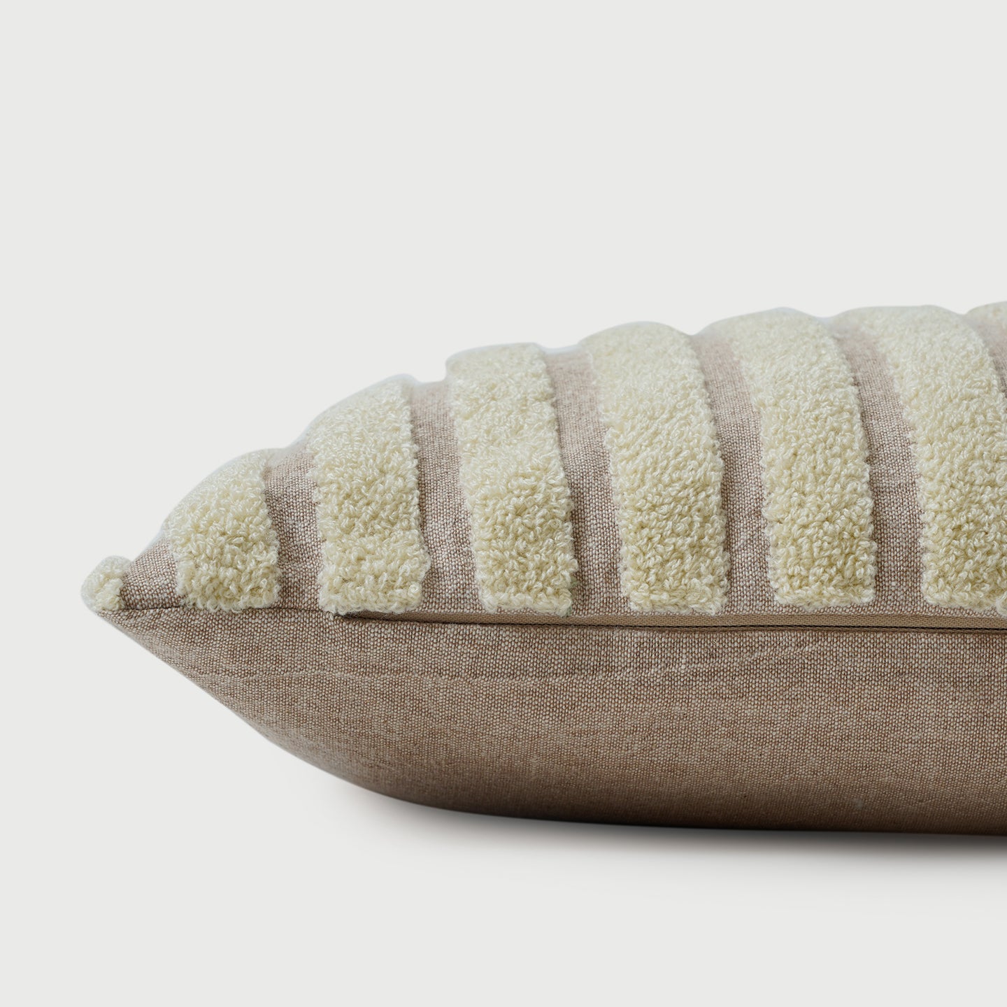 Striped Ivory Chambray Cotton Cushion Cover