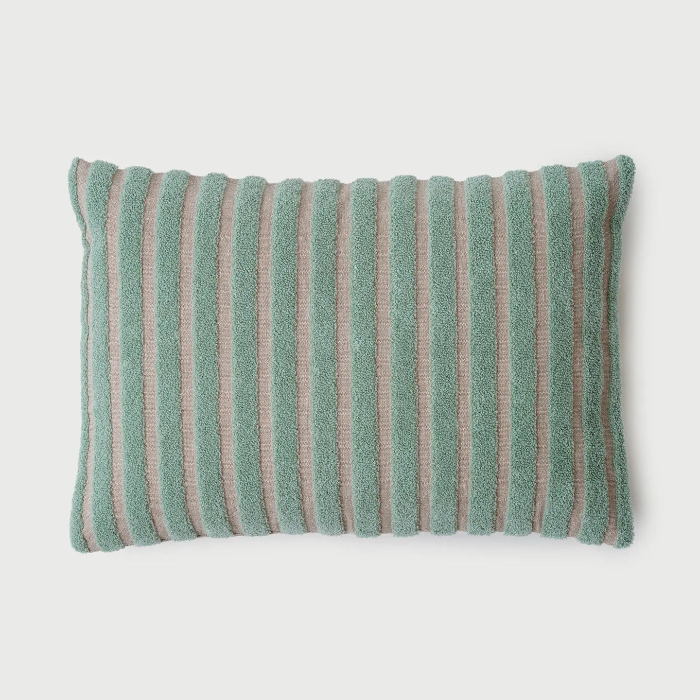 Striped Green Oblong Chambray Cotton Cushion Cover SanctuaryLiving