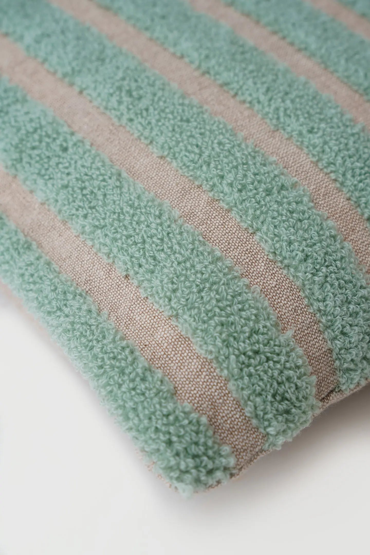 Striped Green Oblong Chambray Cotton Cushion Cover SanctuaryLiving