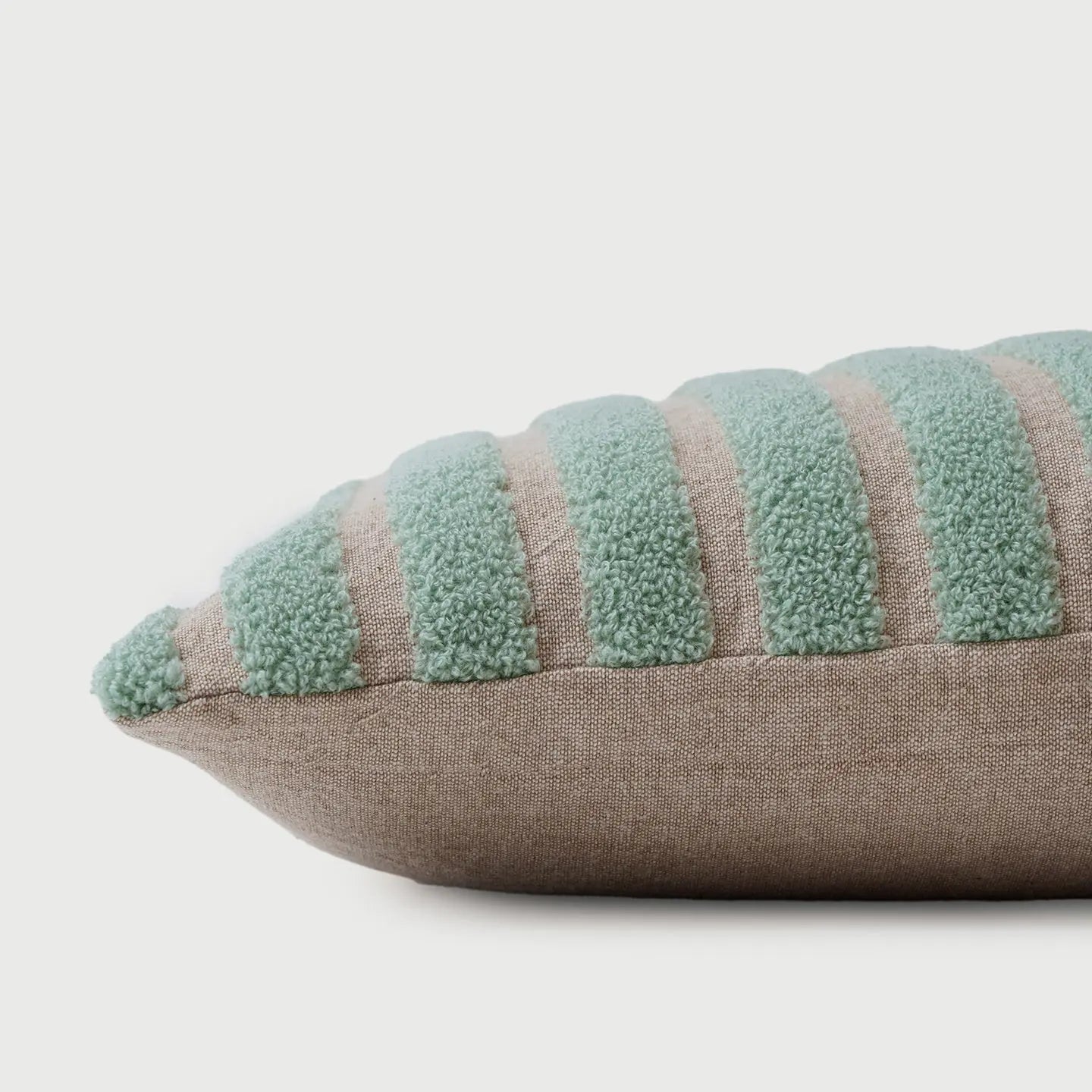 Striped Green Oblong Chambray Cotton Cushion Cover SanctuaryLiving