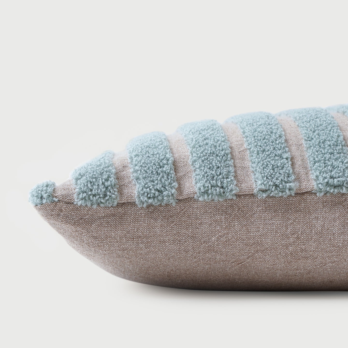 Striped Blue Oblong Chambray Cotton Cushion Cover