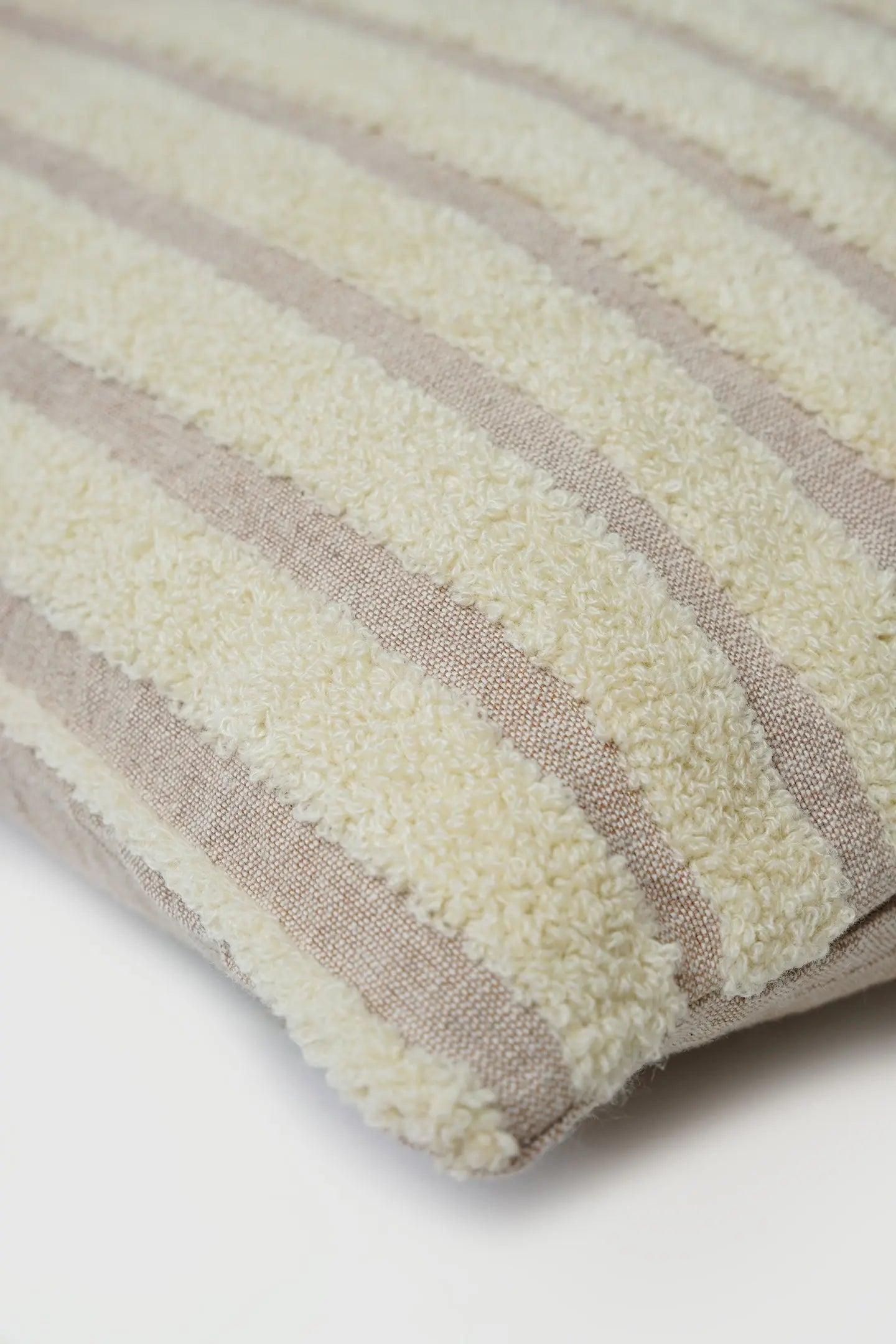 Striped Ivory Oblong Chambray Cotton Cushion Cover SanctuaryLiving