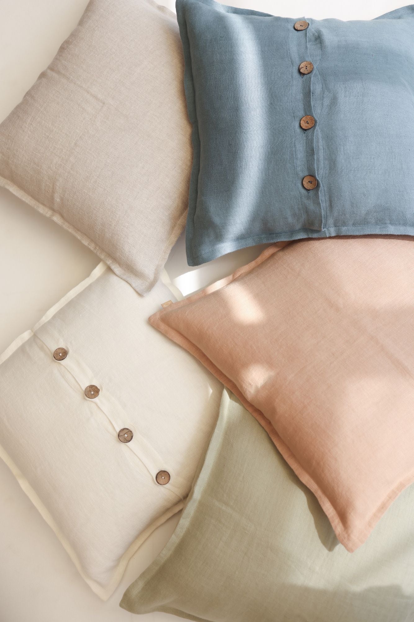 Ivory Herringbone Linen Cushion Cover