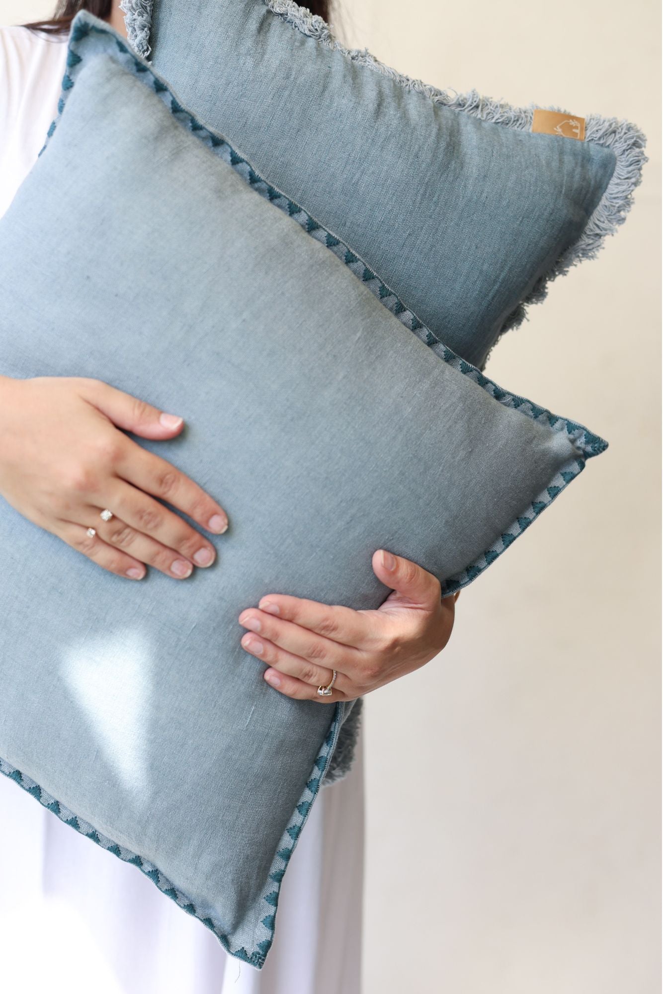 Mirage Baby Blue Linen Cushion Cover