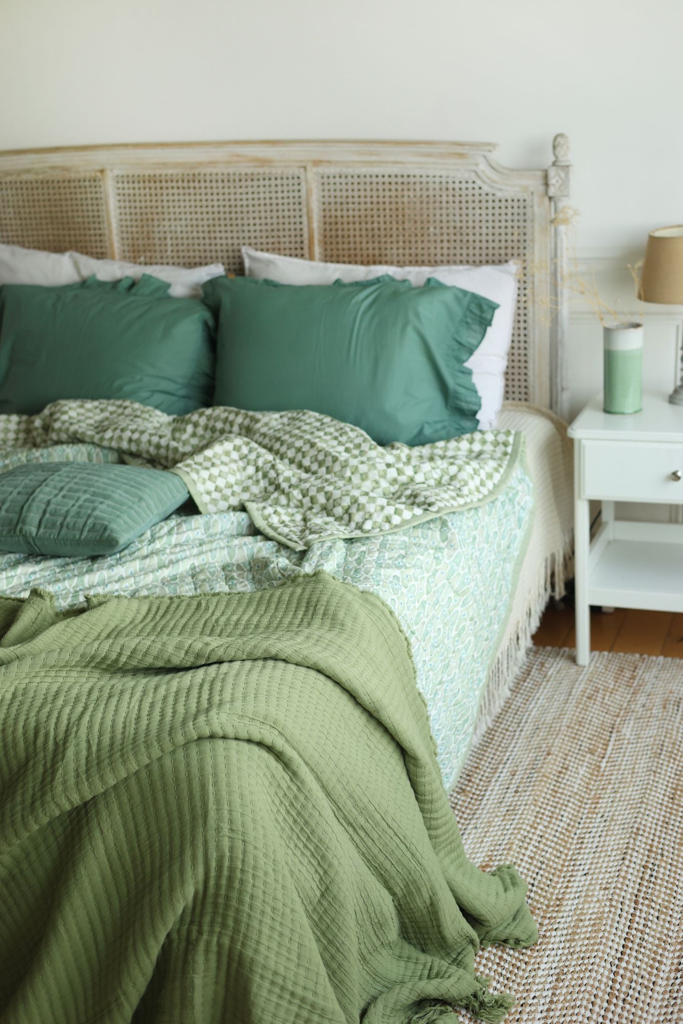 Ruffle Eucalyptus Duvet Cover
