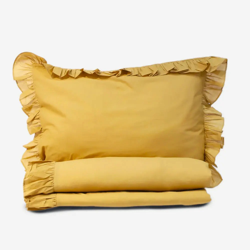Ruffle Ochre Duvet Cover SanctuaryLiving