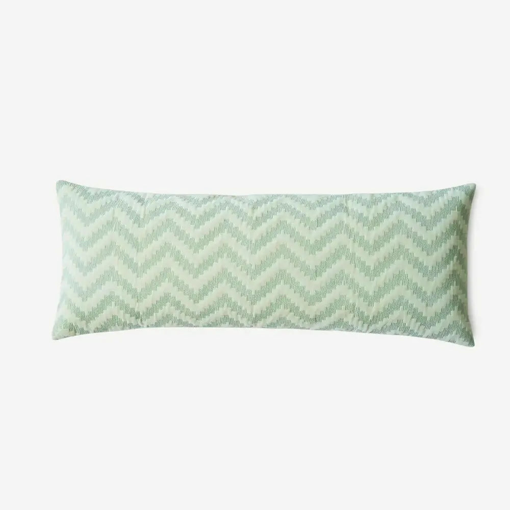 Chevron Green Velvet Lumbar Cushion Cover SanctuaryLiving