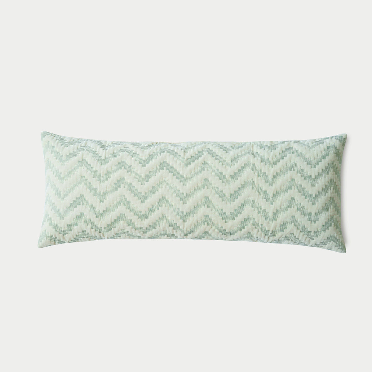 Chevron Green Lumbar Velvet Cushion Cover